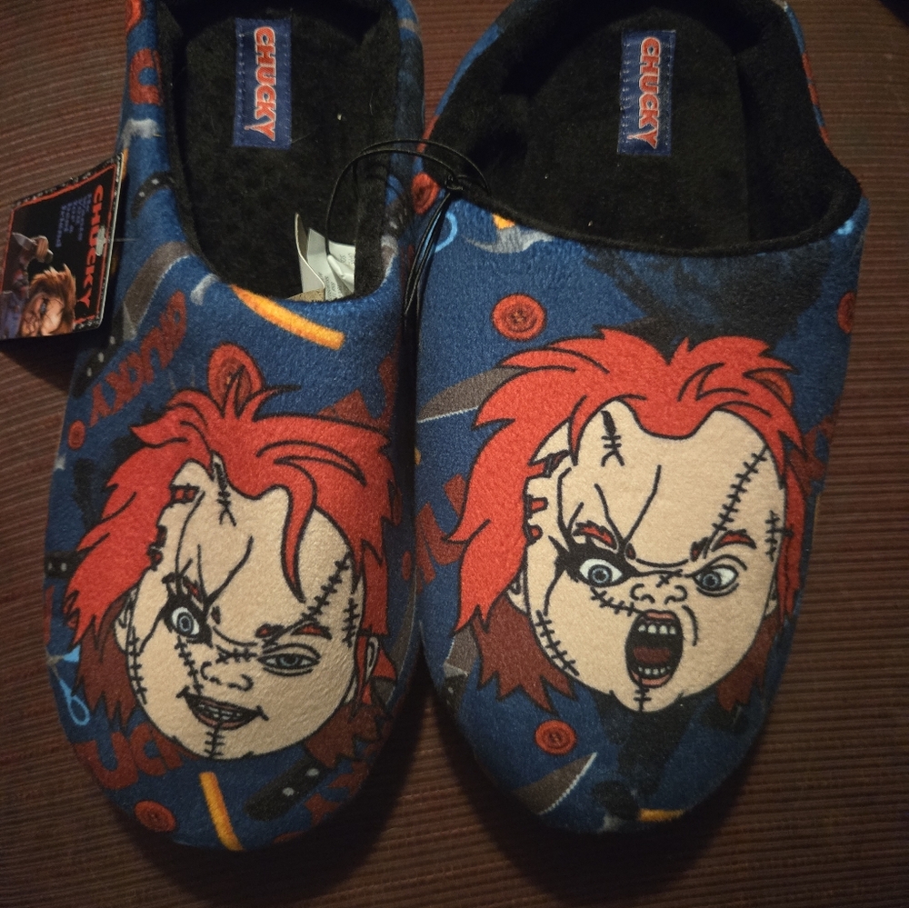 Chucky Themed Blue and Red Men's Slippers
